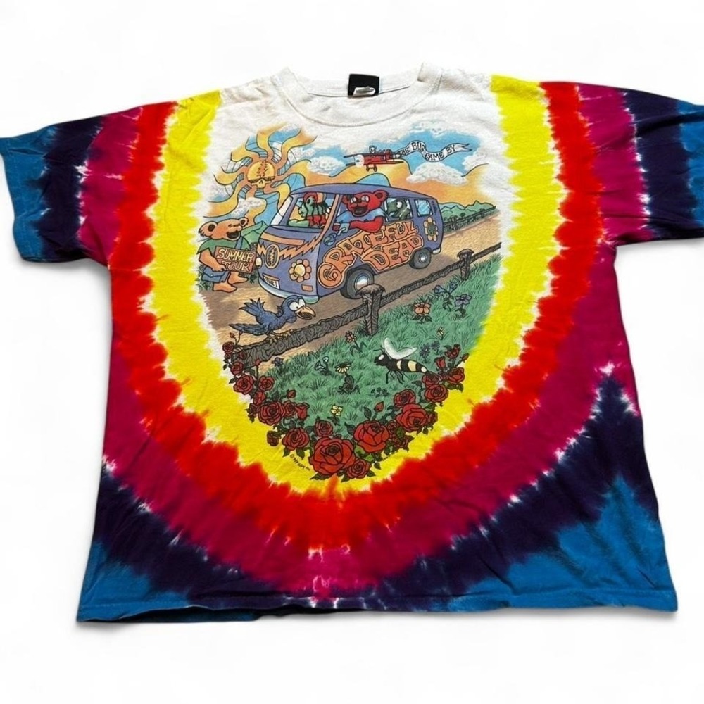Vintage Grateful Dead The Bus Tour Liquid Blue TShirt XL boxy fit Tie Dye